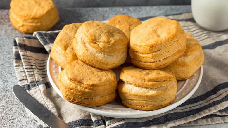 plate of flaky biscuits