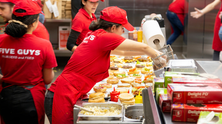 Five Guys employees at work