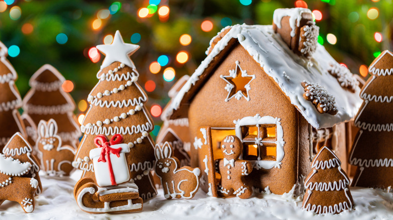 Gingerbread holiday scene