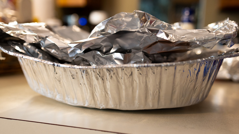 foil over food in aluminum tray