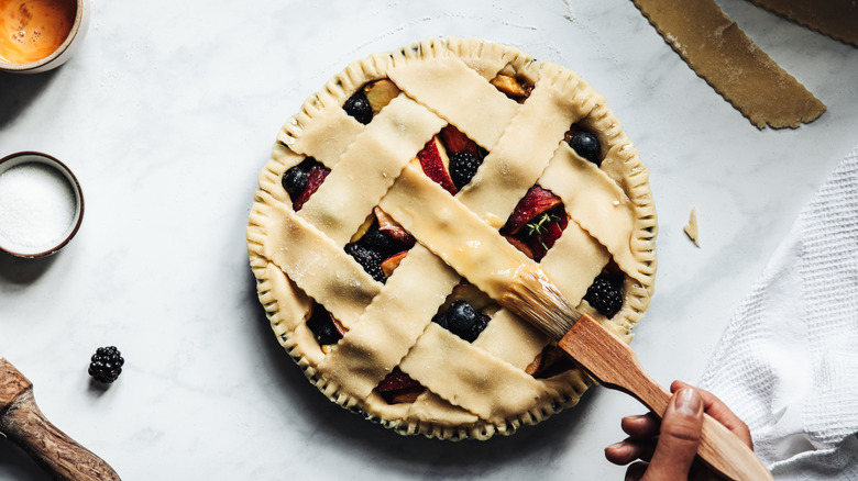 Lattice pie with egg wash