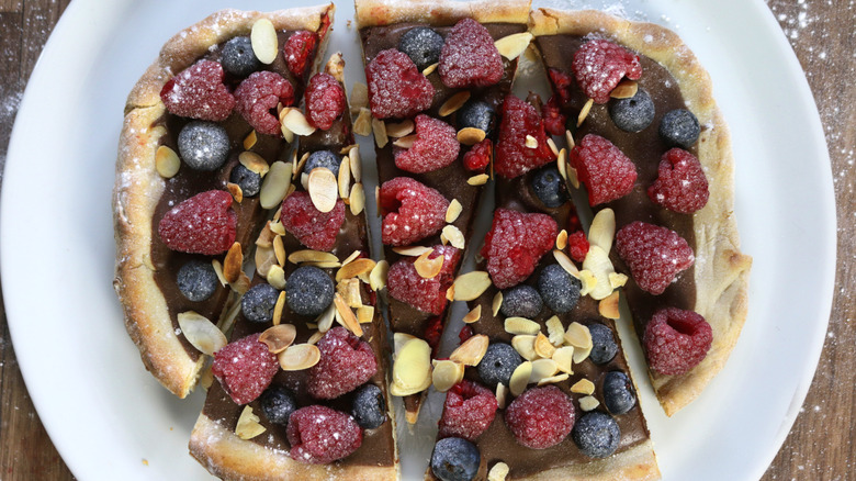 Dessert pizza with toppings