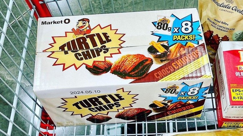 Box of Choco Churros Turtle Chips in a shopping cart