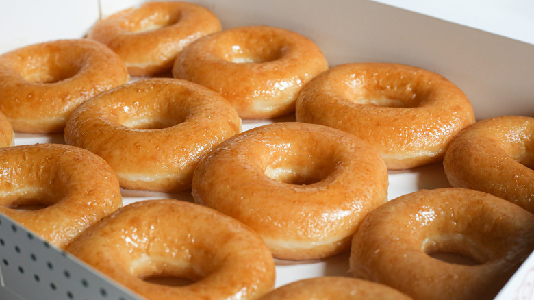 Glazed doughnuts in a box