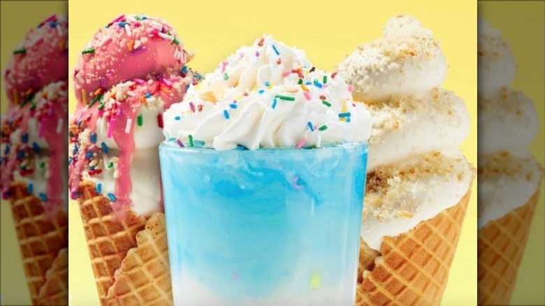 Three Krispy Kreme ice creams against a yellow background