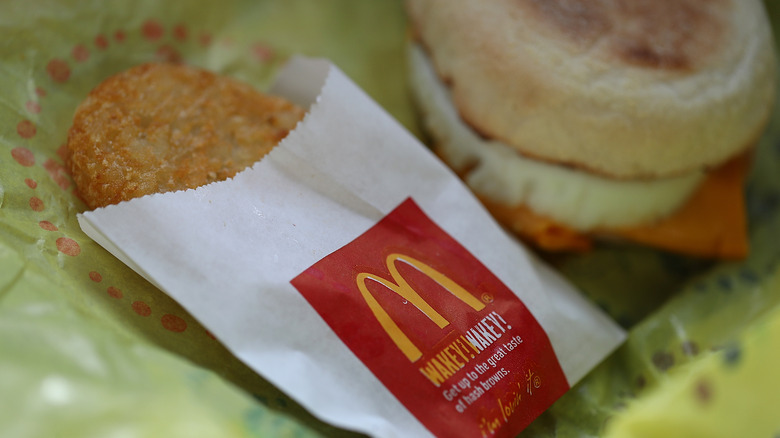 McDonald's hashbrown and Egg McMuffin