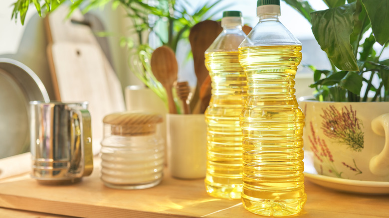 Oil in bottle in kitchen