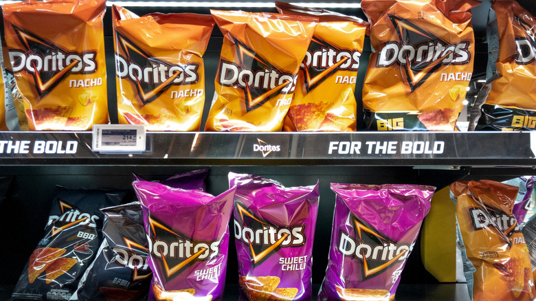 Packets of different flavored Doritos