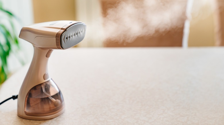 A steamer sits on a countertop