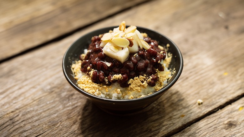 bingsu with red bean topping