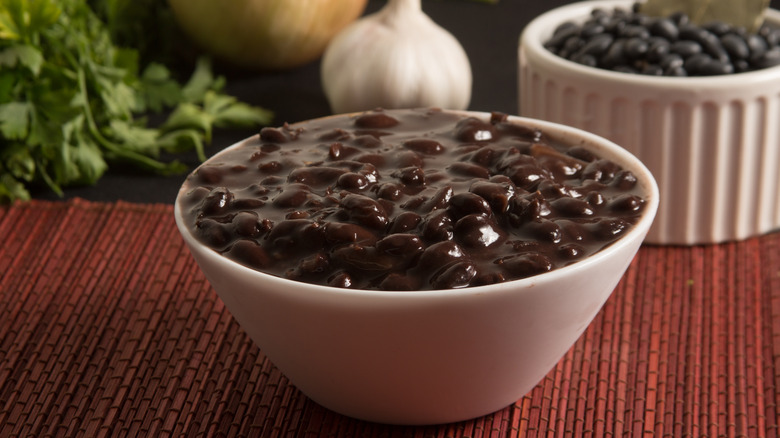 Black beans in a dish