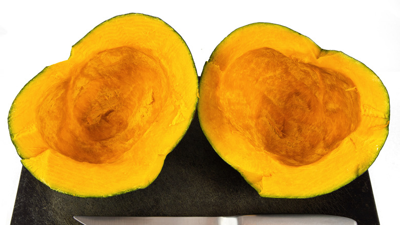 buttercup squash sliced in half