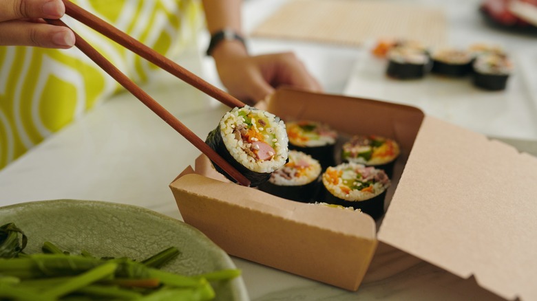 kimbap in takeaway box