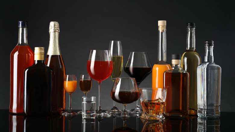 assortment of glasses and bottles