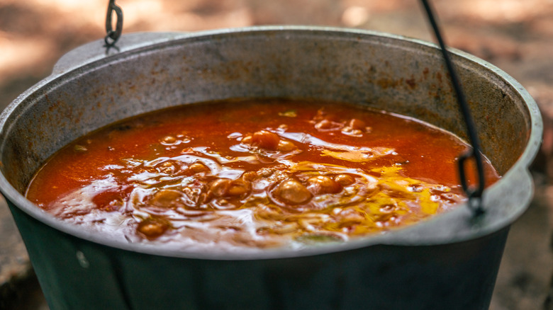 Marinade cooking in pot