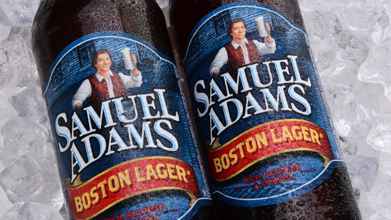 Bottles of Samuel Adams beer on ice