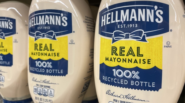 Close up of Hellmann's mayonnaise