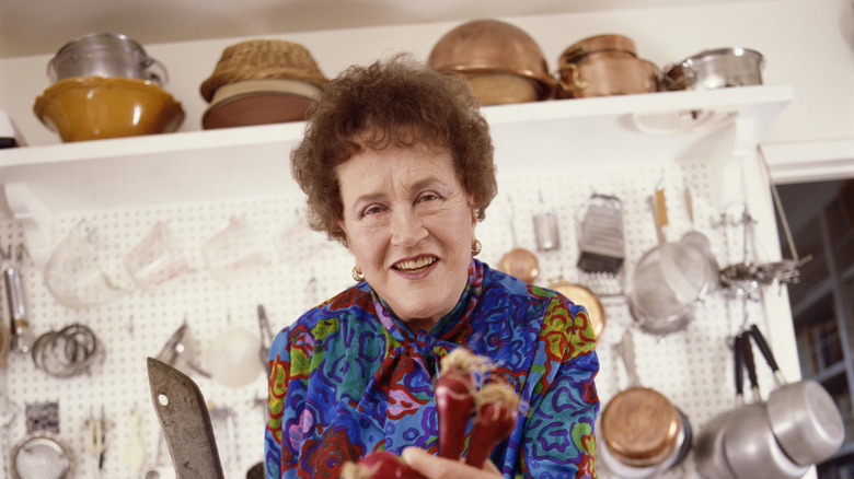 Julia Child in her kitchen