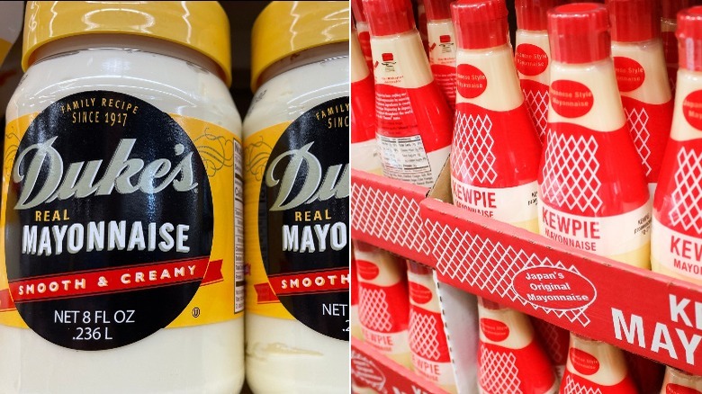 Side by side images of Duke's and Kewpie mayonnaise