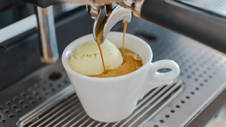 Affogato being made with espresso