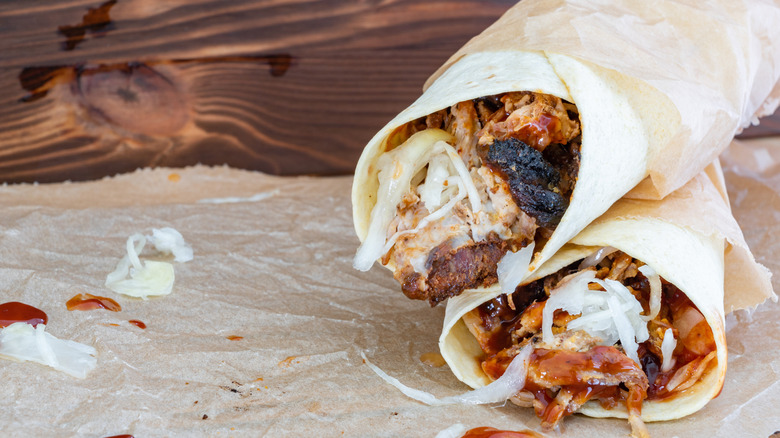 pulled pork burritos on board