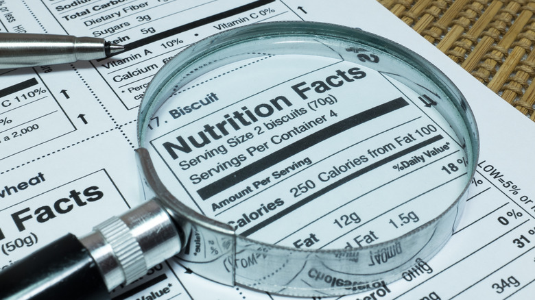 nutrition label