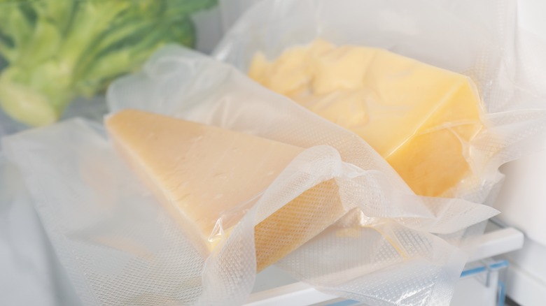 cheese in sealed bags in refrigerator