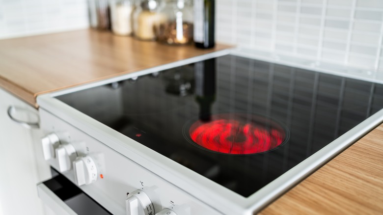 burner lit on electric stove