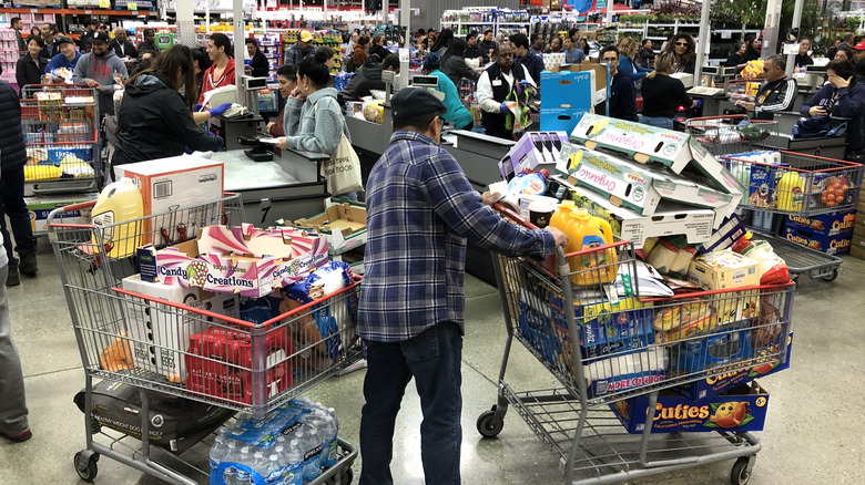 crowd of people in Costco