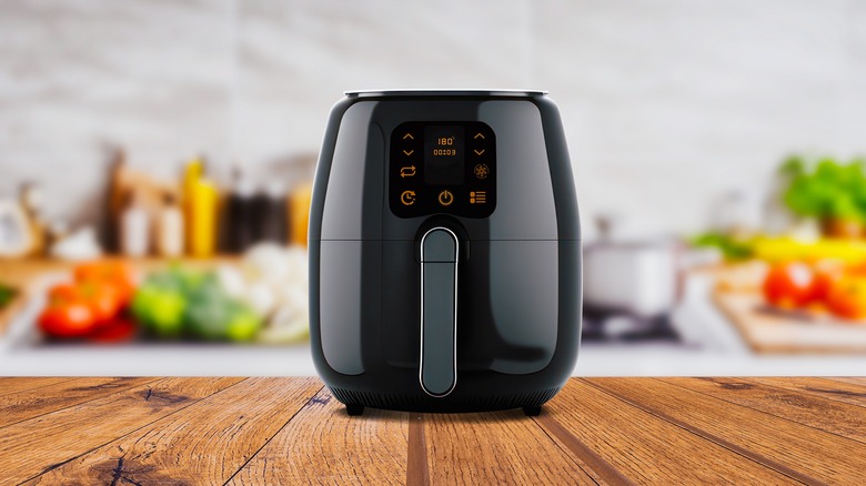 air fryer on wooden counter