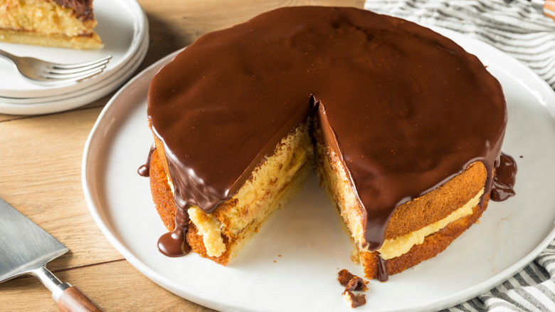 boston cream pie on plate