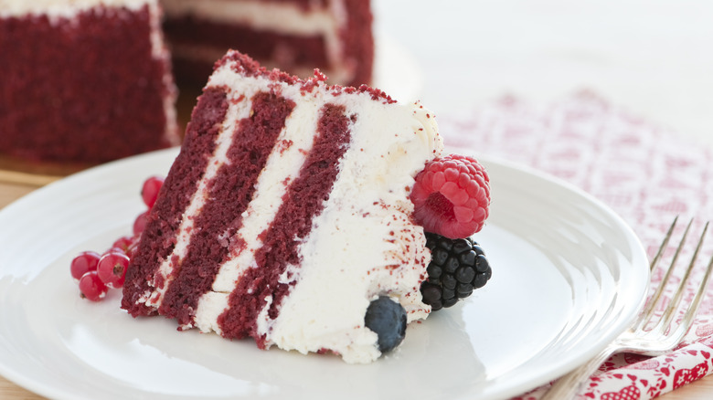 slice of red velvet cake