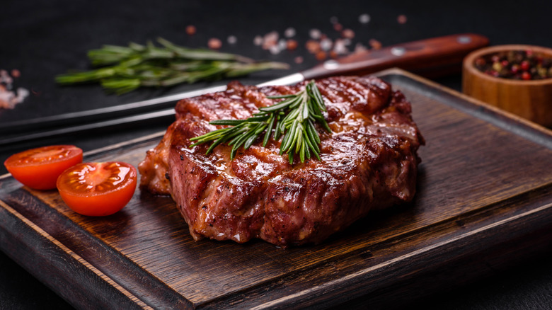 Slice of steak on a plate