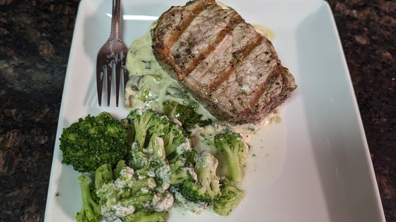 pork chop and broccoli