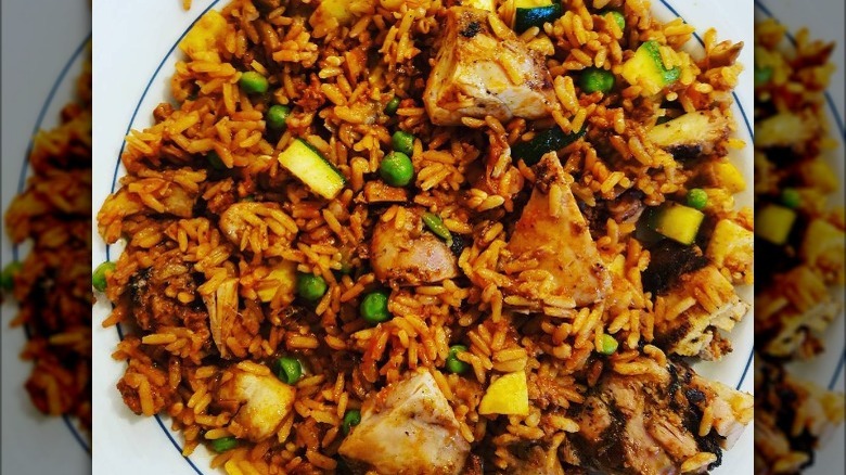 rice chicken and peas