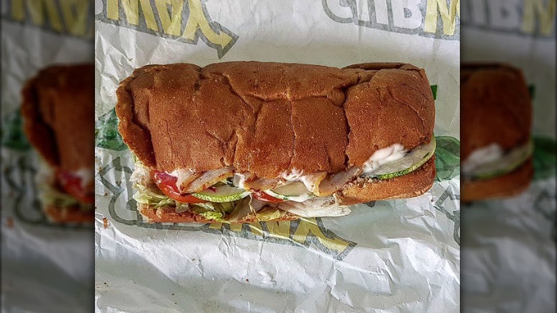 Subway turkey sandwich on wrapper