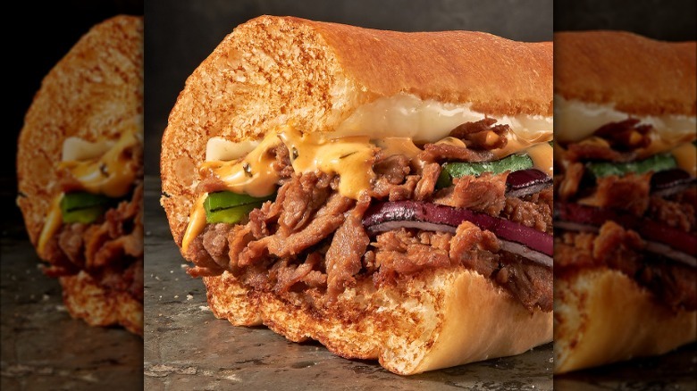 Subway steak and cheese sandwich