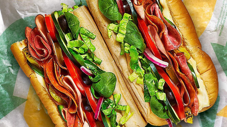 Subway Club sandwich with vegetables