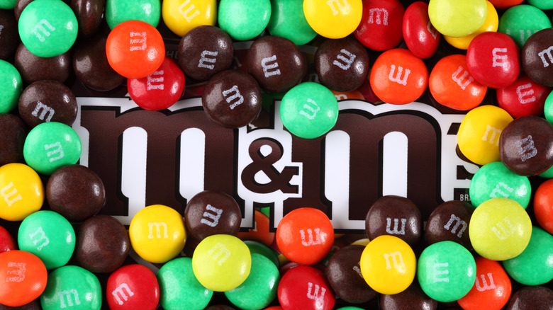bag of M&M's with candy
