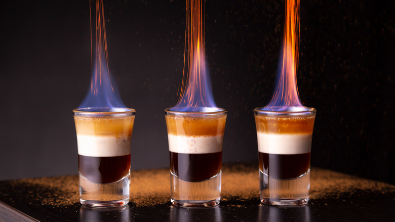 Flame layered cocktail shot glass