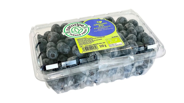 blueberries box on white backdrop