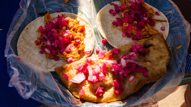 Dogfish tacos and empanada