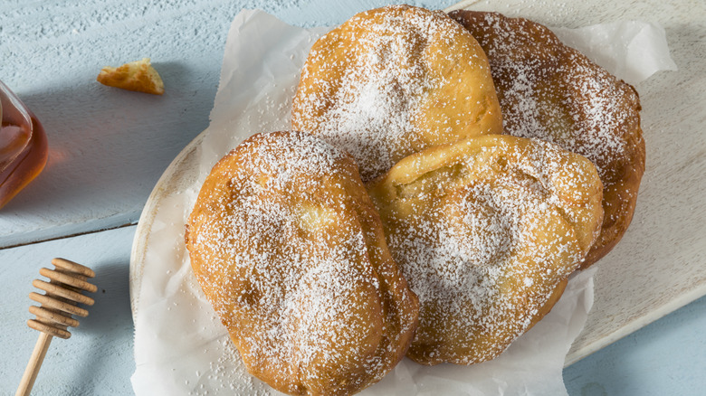 fried bread on blue background