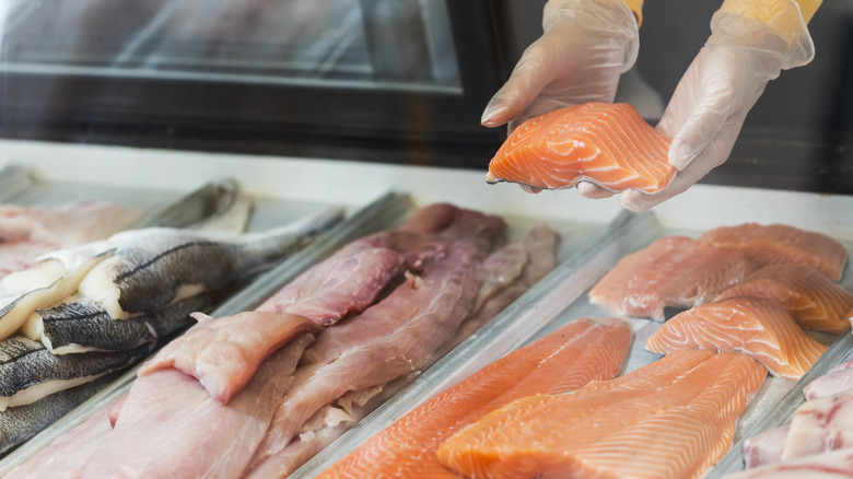 Raw fish at a market