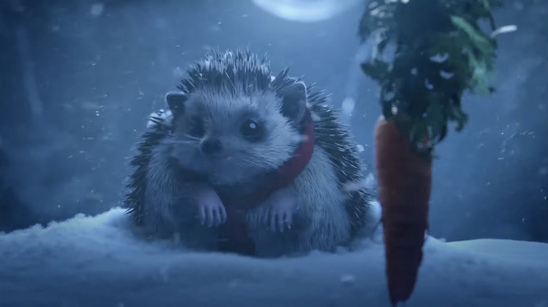Aldi's Harry the hedgehog talking to Kevin the carrot