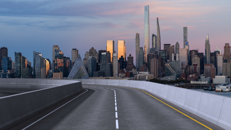 New York City skyline from highway