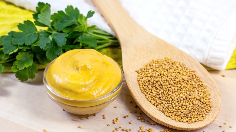 Dijon mustard and parsley