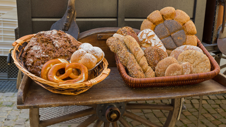 Cart of bread and pretzels 