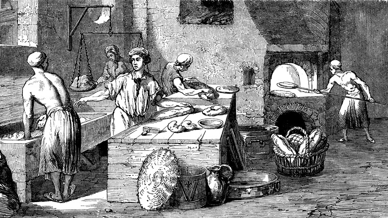 engraving of bakers at work