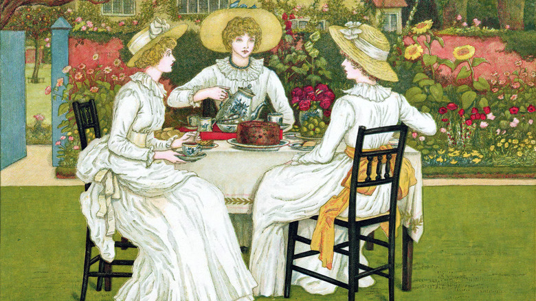 painting of women drinking tea